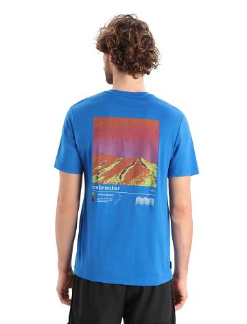 T Shirts Icebreaker Merino Tech Lite II Corta Sleeve Alpine Zone Homme Bleu | FR 1177OKIR